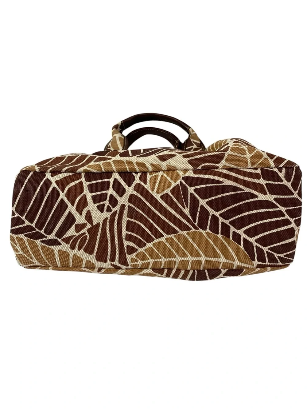 Fossil Tan/Brown Tropical Print Canvas Shoulder Bag